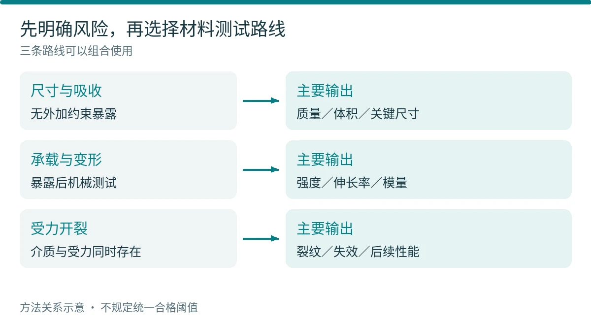 图2 三条材料相容性测试路线