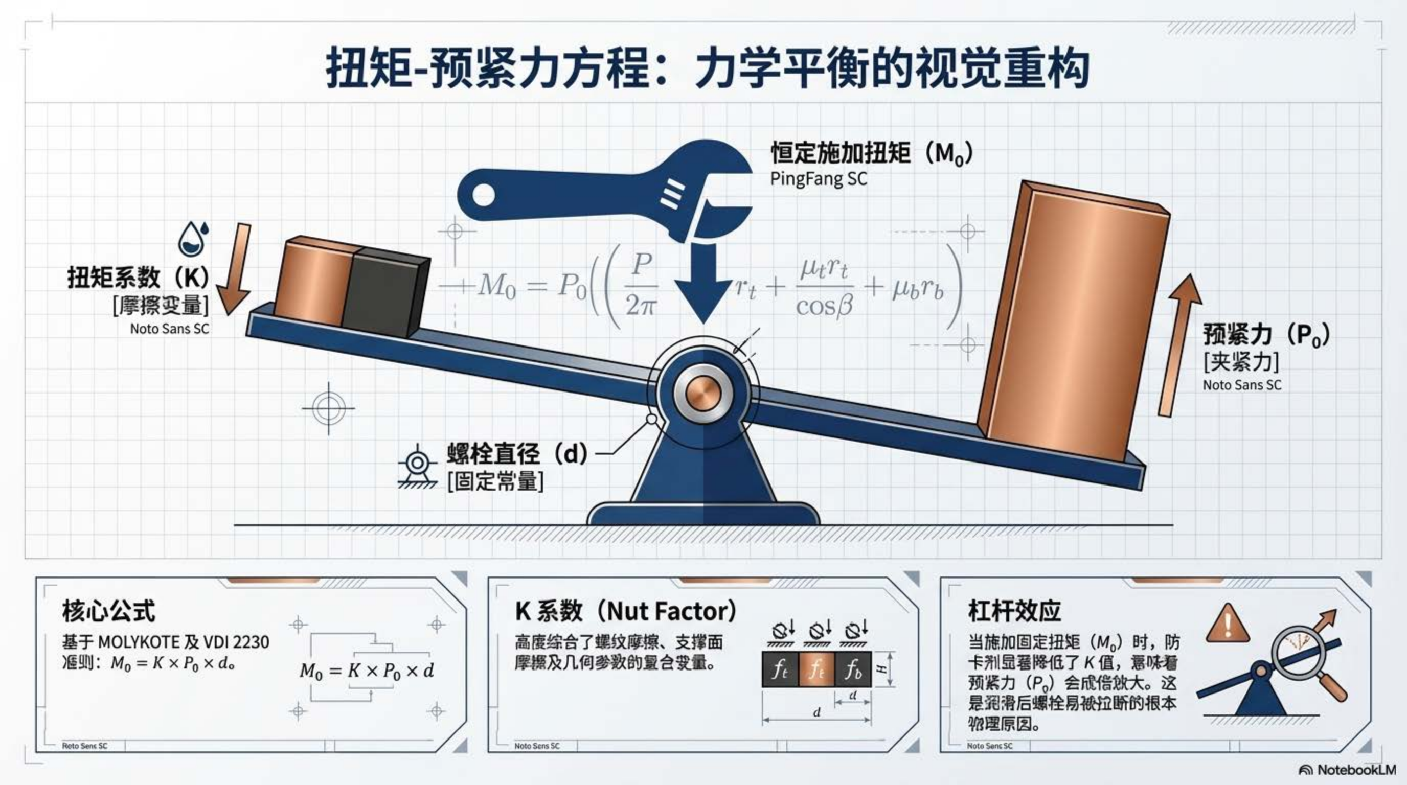 扭矩-预紧力方程：力学平衡的视觉重构